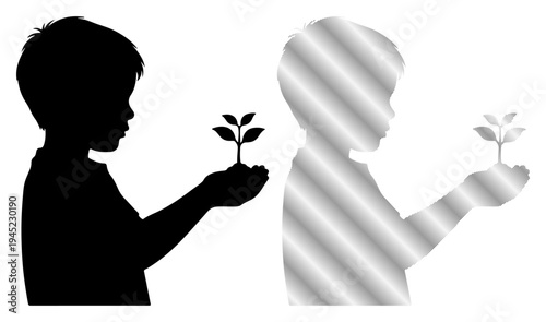 Child's hands gently hold a growing plant, symbolizing hope and future growth.