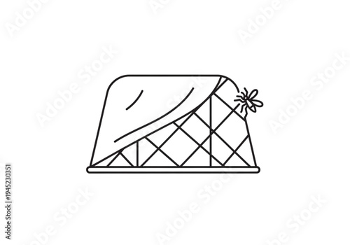 Mosquito Net Over Bed with Anti Insect Protection Line Icon Vector
