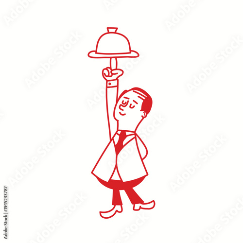 Wallpaper Mural restaurant waiter retro cartoon mascot illustration Torontodigital.ca