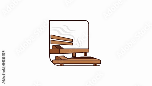 Interior view of a wooden sauna with steam rising from benches