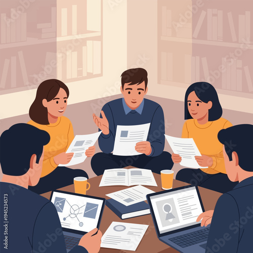 People in a meeting with laptops discussing project together