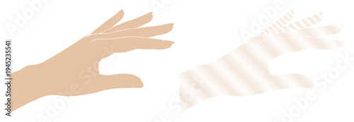 Delicate hand reaching out with a faint, striped shadow or echo