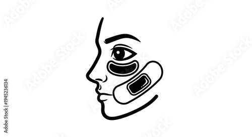 Woman's Face with Under Eye Patches and Cheek Bandage - Skincare and Beauty Treatment