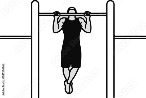 Person performing pull-ups on a horizontal bar in an outdoor gym setting