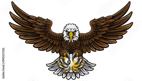 Eagle vector illustration with outstretched wings and yellow beak