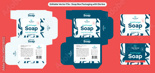 Anti fungal soap packaging design, soap label box packaging design, vector file high quality printing, skin care product, beauty product packaging design, best for pharma and cosmetic industry