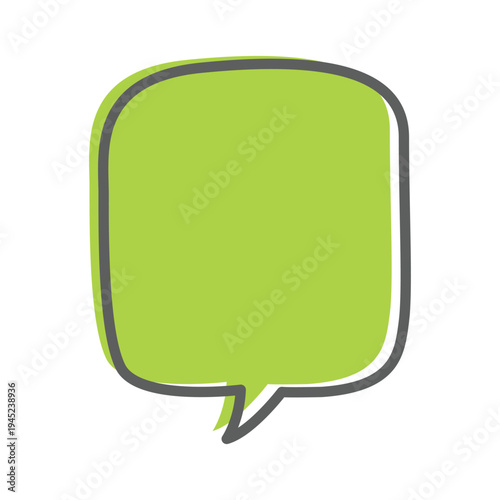 Green Speech Bubble Icon With Gray Outline Offset
