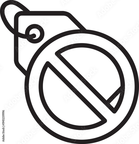 forbidden cancel sign on price tag line icon for retail marketing and commercial business financial policy