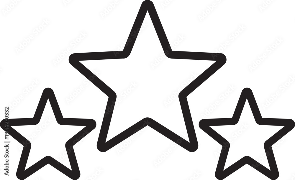 Obraz premium three ranking stars line icon for top quality best product rating and commercial business review feedback