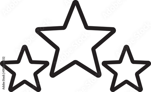 three ranking stars line icon for top quality best product rating and commercial business review feedback