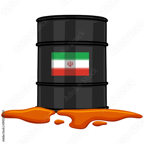 Oil Barrel with Iranian Flag illustration