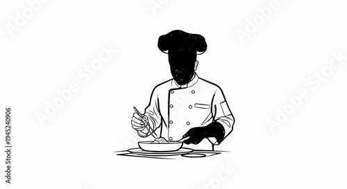 Chef preparing food in a bowl with utensils