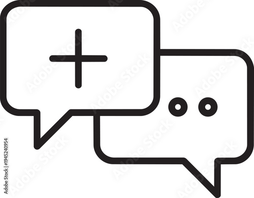 add comment chat bubble with plus sign line icon for customer feedback review and business marketing