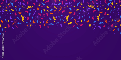 Multicolor confetti abstract background with a lot of falling pieces. Festive decorative tinsel element for design.	