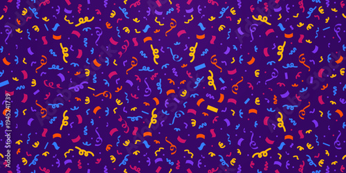 Multicolor confetti abstract background with a lot of falling pieces. Festive decorative tinsel element for design. 