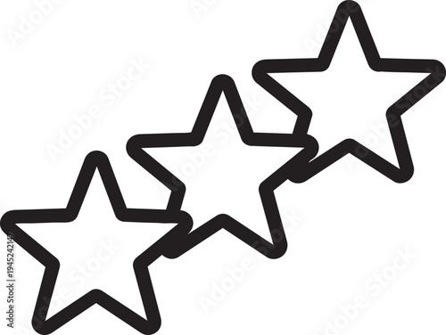 three rating stars line icon for top quality best product rank and commercial business review feedback