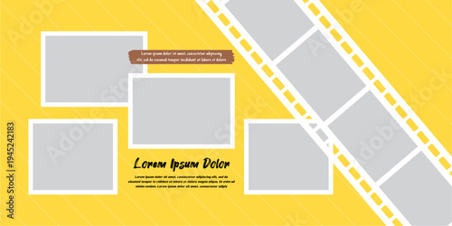 Pictures or photos frame collage, page grid layout abstract photo frames and digital photo wall template