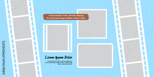 Pictures or photos frame collage, page grid layout abstract photo frames and digital photo wall template