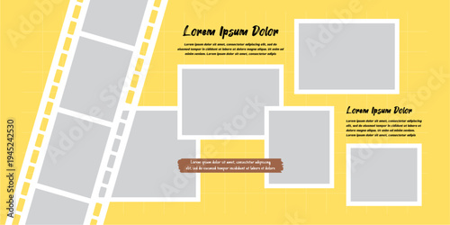 Pictures or photos frame collage, page grid layout abstract photo frames and digital photo wall template