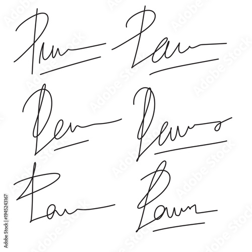 Handwritten signature. Manual signatures, manuscript sign for documents and hand drawn autograph lettering isolated vector set in eps 10.