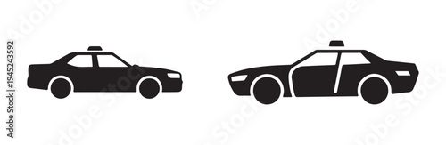 Emergency patrol car silhouette side profile icons isolated on white background vector art