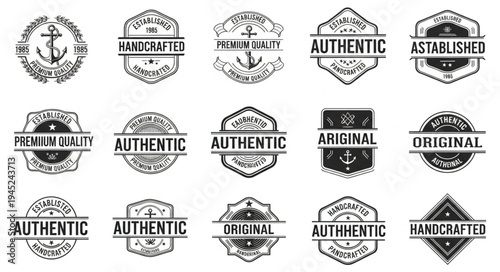 Collection of Vintage Style Authentic and Original Badges and Labels.