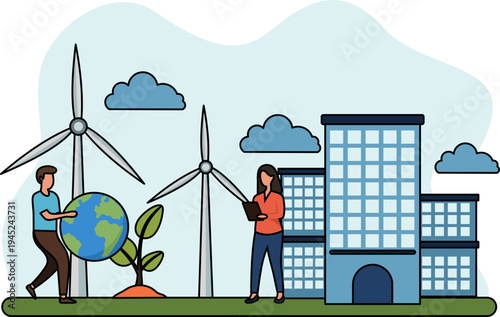 Illustration ESG Concept with Environmental, Social, and Governance Projects