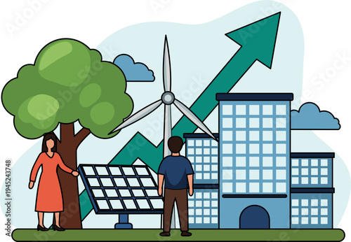 Illustration ESG Concept with Environmental, Social, and Governance Projects