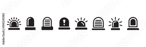 Collection of various warning beacon light symbols for police fire and medical alerts