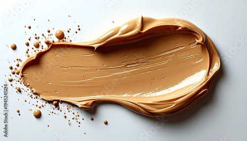 Brown smear of creamy substance on white surface