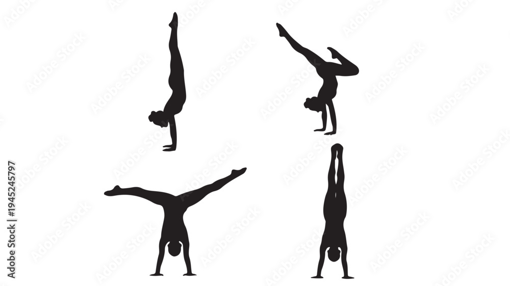 Fototapeta premium Set of 4 gymnastics silhouettes vector