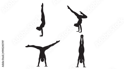 Set of 4 gymnastics silhouettes vector