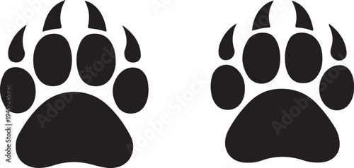 Bold black animal paw print icon, perfect for pet brands, wildlife themes, and adventure designs
