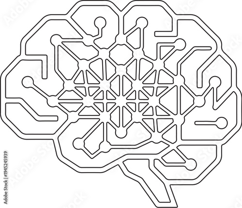 A detailed illustration of a brain with circuit board design