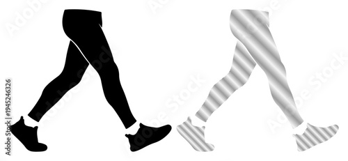 Wallpaper Mural Silhouette of legs in motion, one solid black and one with silver stripes, suggesting movement and contrast. Torontodigital.ca