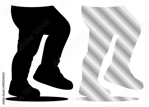 Wallpaper Mural Contrasting silhouettes of legs in motion, one solid black, the other metallic and reflective. Torontodigital.ca
