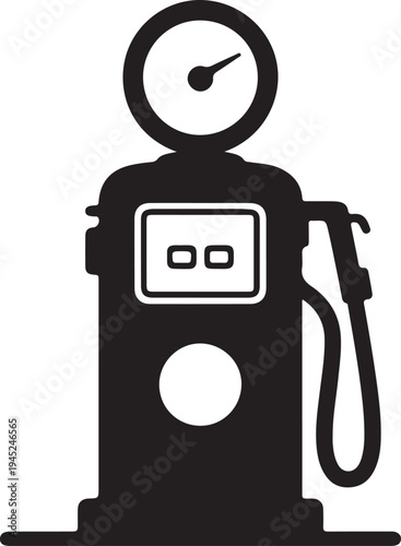 Gas Station Fuel Pump Icon – Black Silhouette Vector