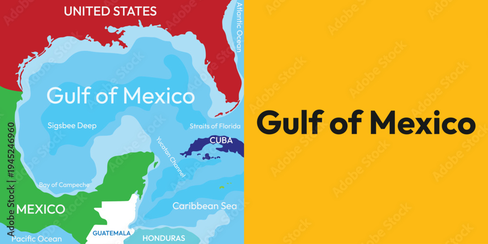 Obraz premium Background map of the Gulf of Mexico. America and Mexico. United States