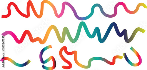 A collection of colorful wavy lines on a white background