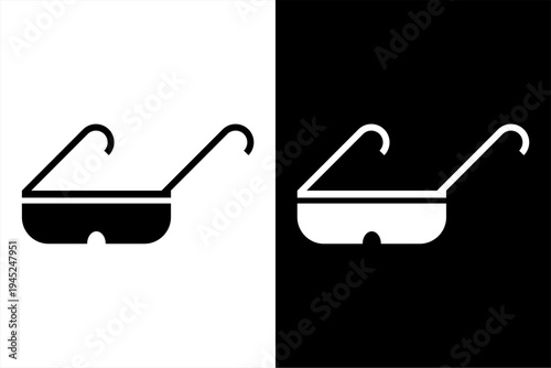 glasses icon, black and white concept flat outline vector design
