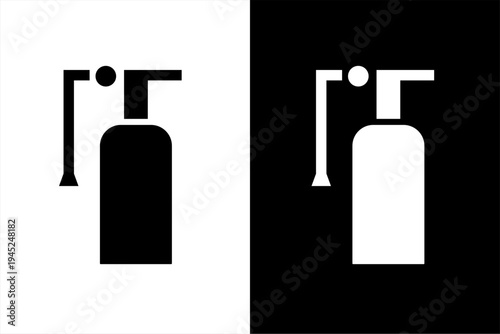 fire extinguisher icon, black and white concept flat outline vector design