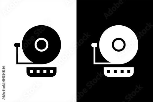 fire alarm icon, black and white concept flat outline vector design