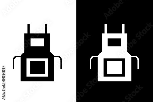 apron icon, black and white concept flat outline vector design...