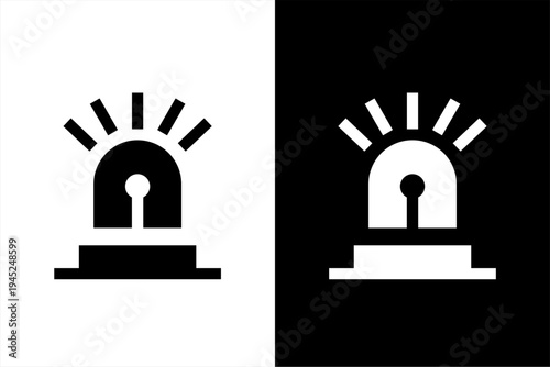 sirine  icon, black and white concept flat outline vector design