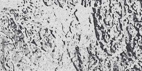 Abstract textured surface with scattered dark gray organic blotches and speckled noise on a white background creating a unique and artistic distressed pattern