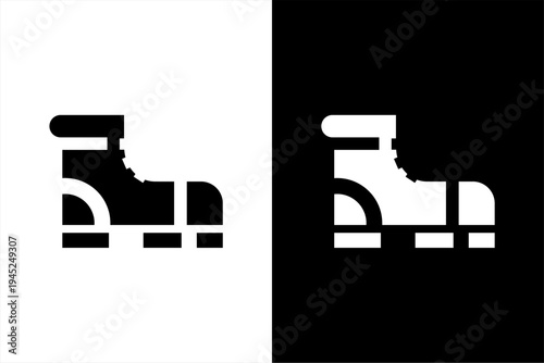 boots icon, black and white concept flat outline vector design