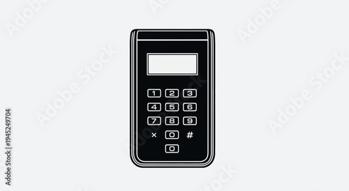 Modern Credit Card Machine with Digital Display and Numeric Keypad