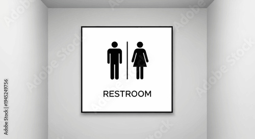 Modern Restroom Sign with Male and Female Icons on Textured Wall Background