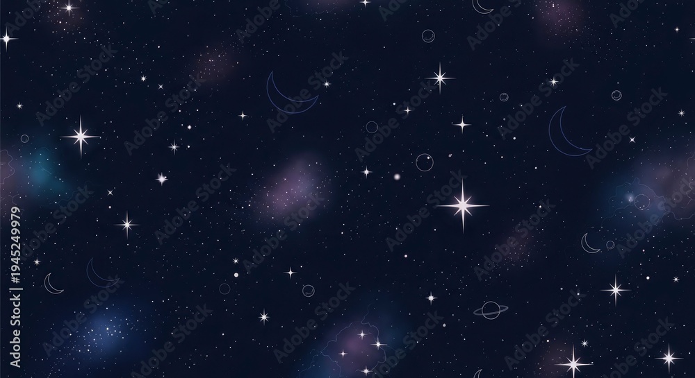Fototapeta premium Starry night sky with celestial bodies.