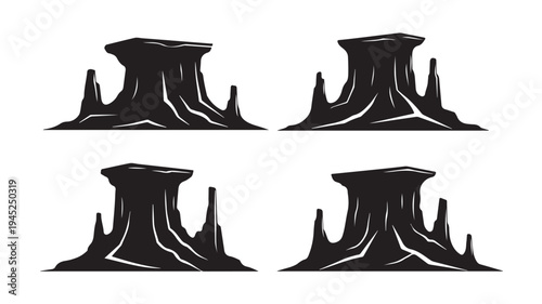 Set of 4 black abstract shape icons vector